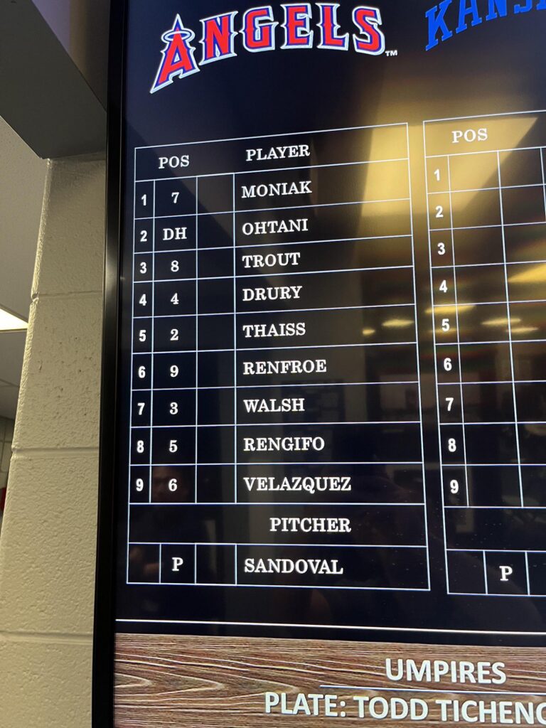 Lineup tonight for series opener against KC Royals. Moniak is leading off in LF.