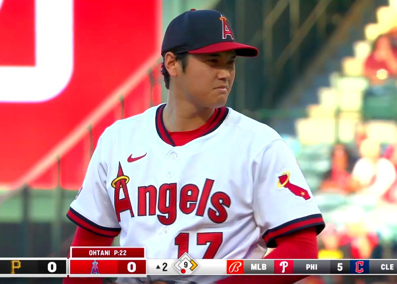 Literally just a screenshot of Ohtani wearing the Angels uniform of my youth with a California patch on his sleeve