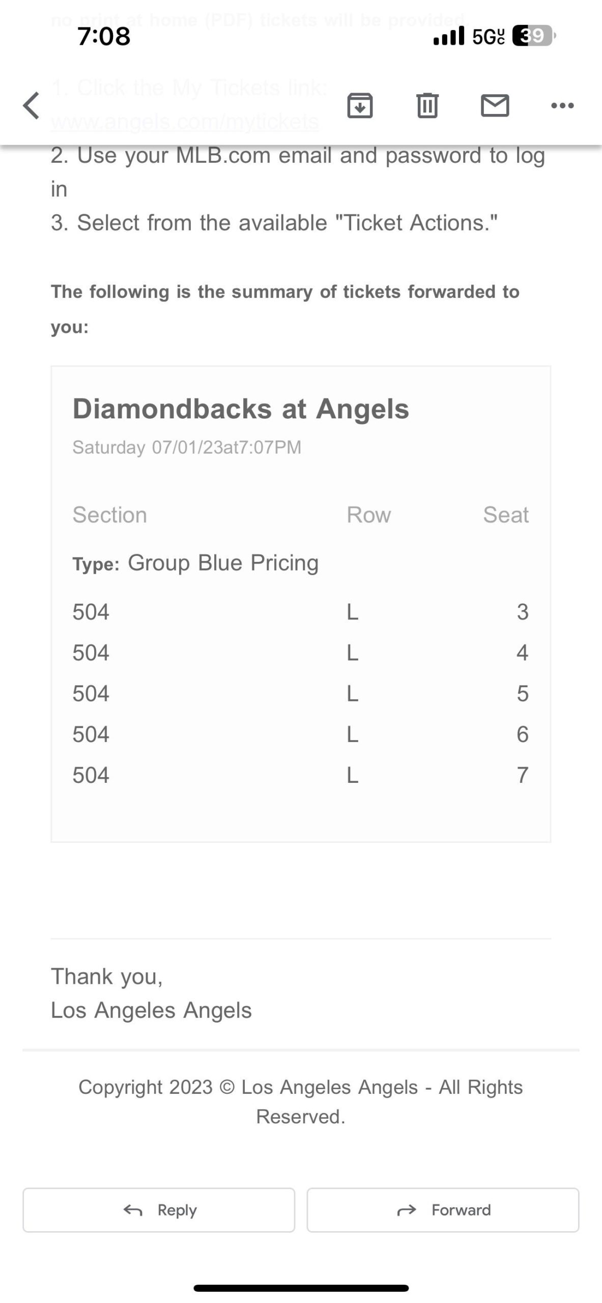 Tickets for tomorrow’s game 07/01