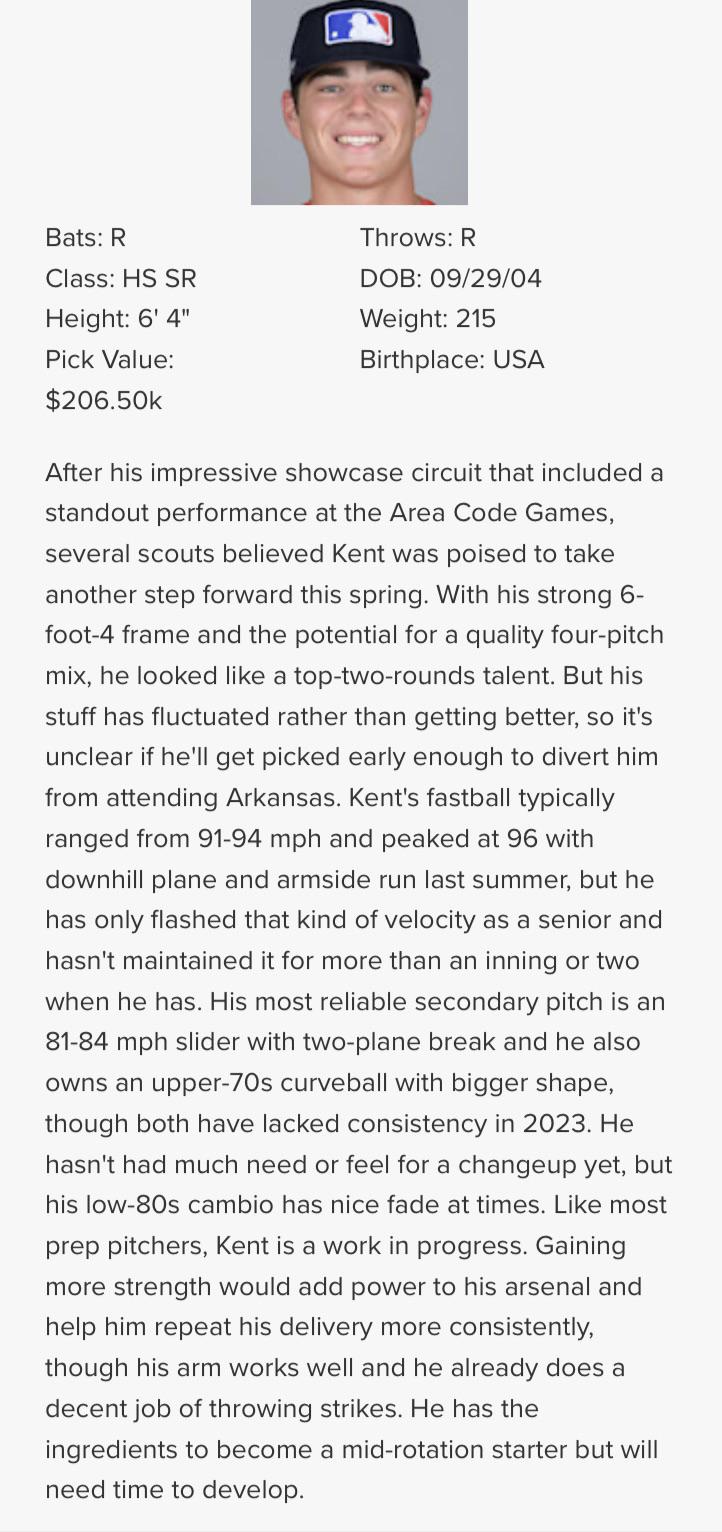 8th Rd Pick – Kent Barrett P