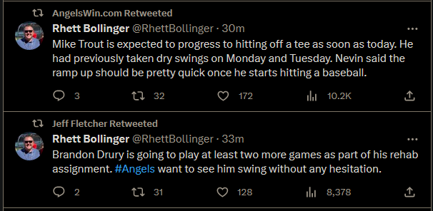 Mike Trout and Brandon Drury updates.