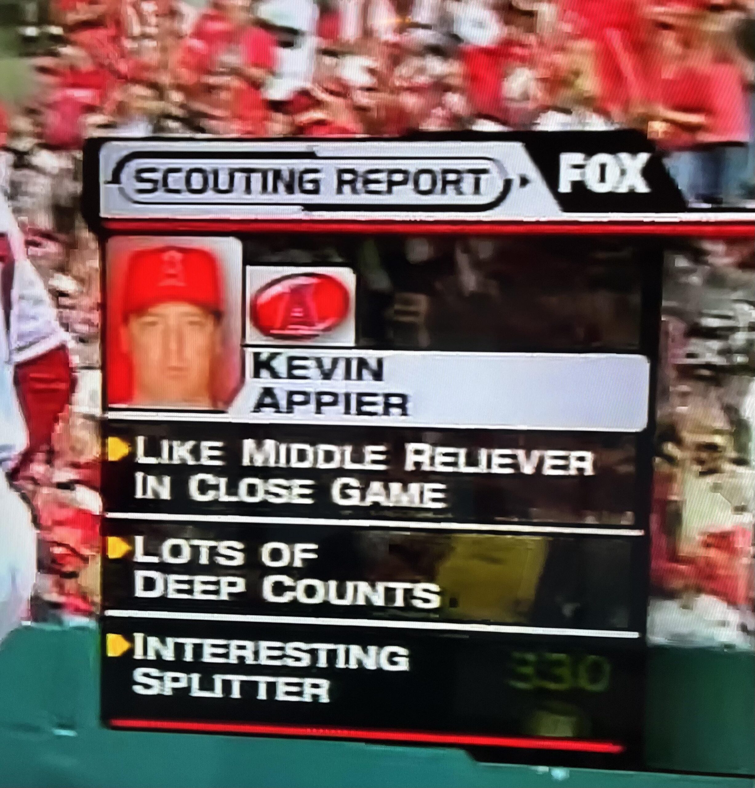 Rewatching the 2002 World Series and this is objectively a funny scouting report.