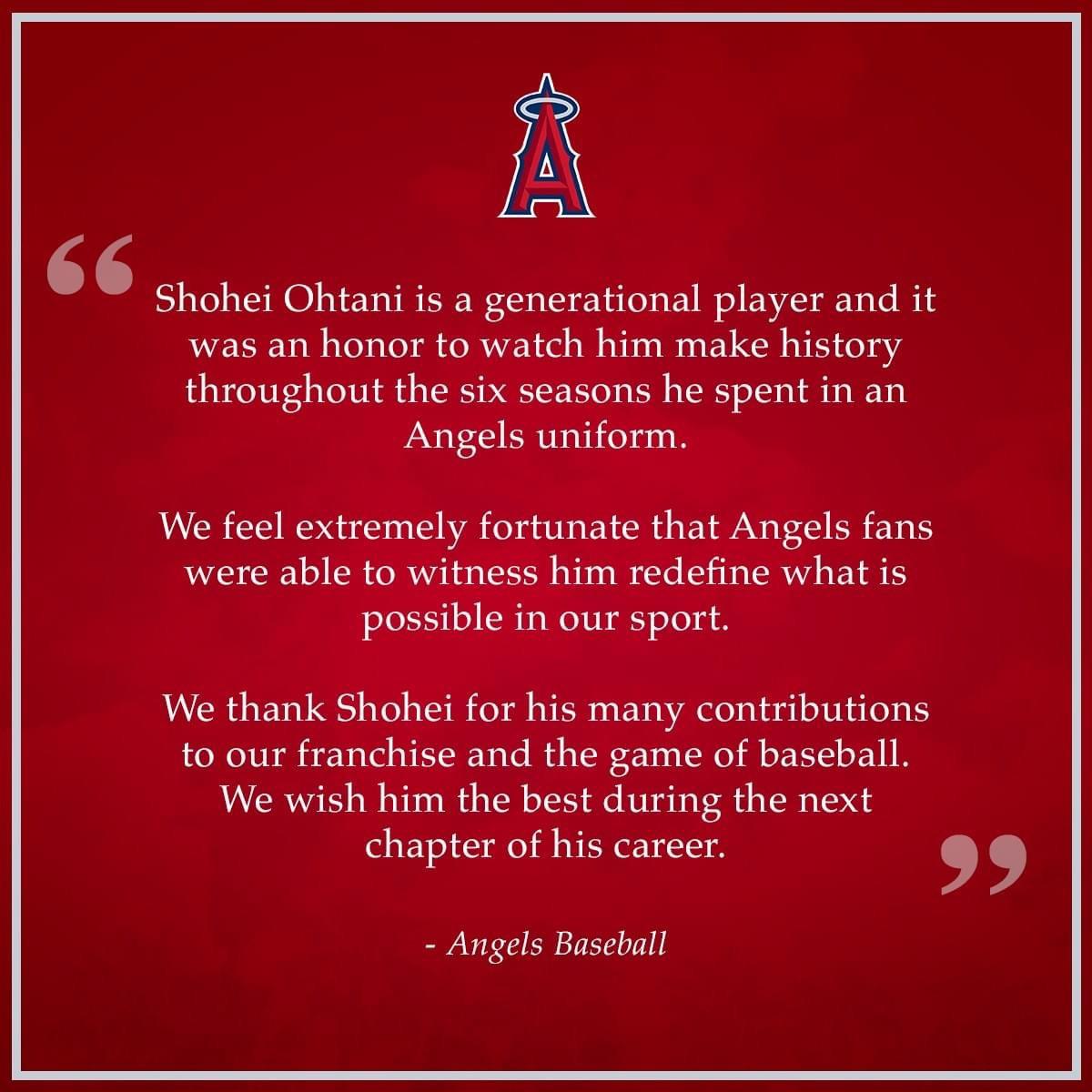 Angels statement on Ohtani