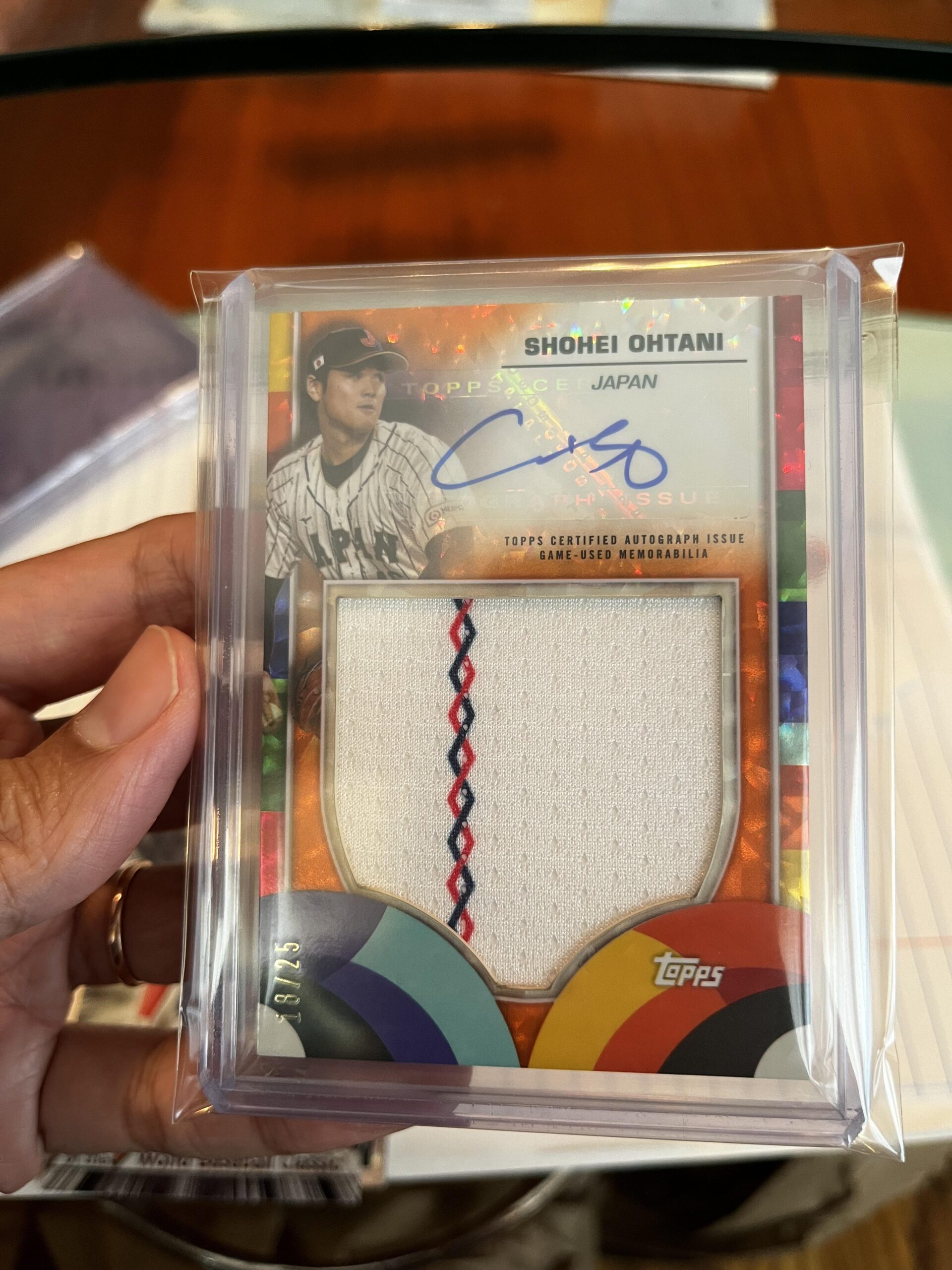 Sharing my first ever pull Ohtani auto patch card today. Just too late now that’s he’s with the D.