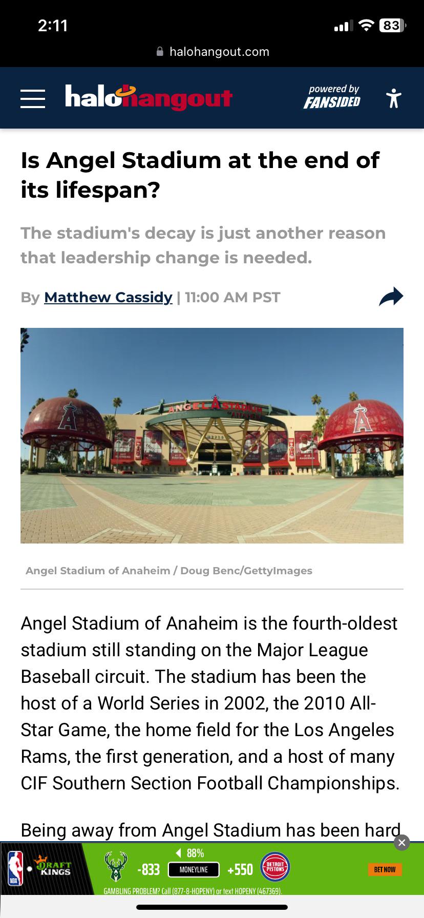 Is Angel Stadium at the end of its lifespan?