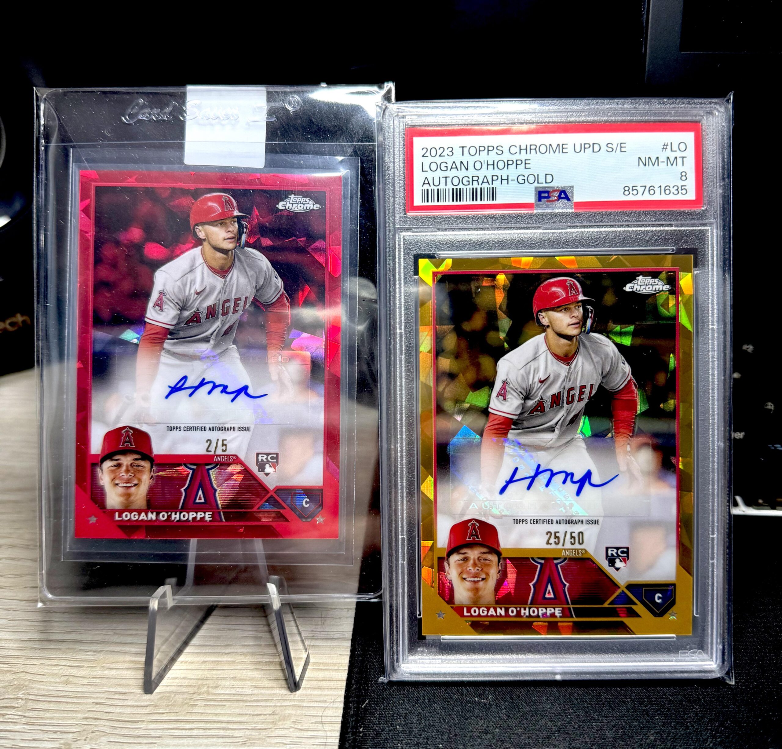 Posted before but finally came. O’Hoppe Mail day 2023 Topps Chrome Update S/E Auto’s /5 & /50