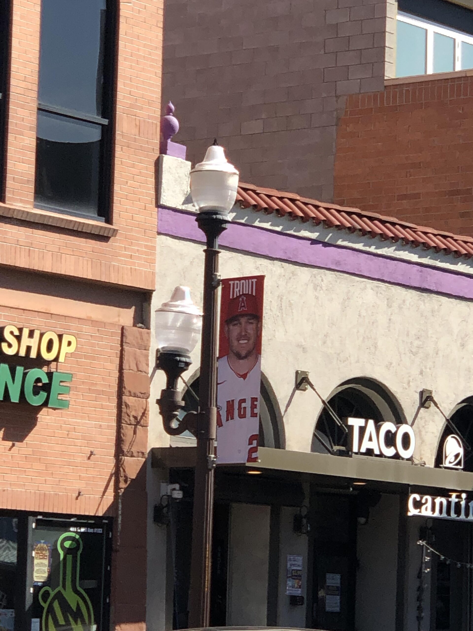 Angels banners up on Mill Ave in Tempe