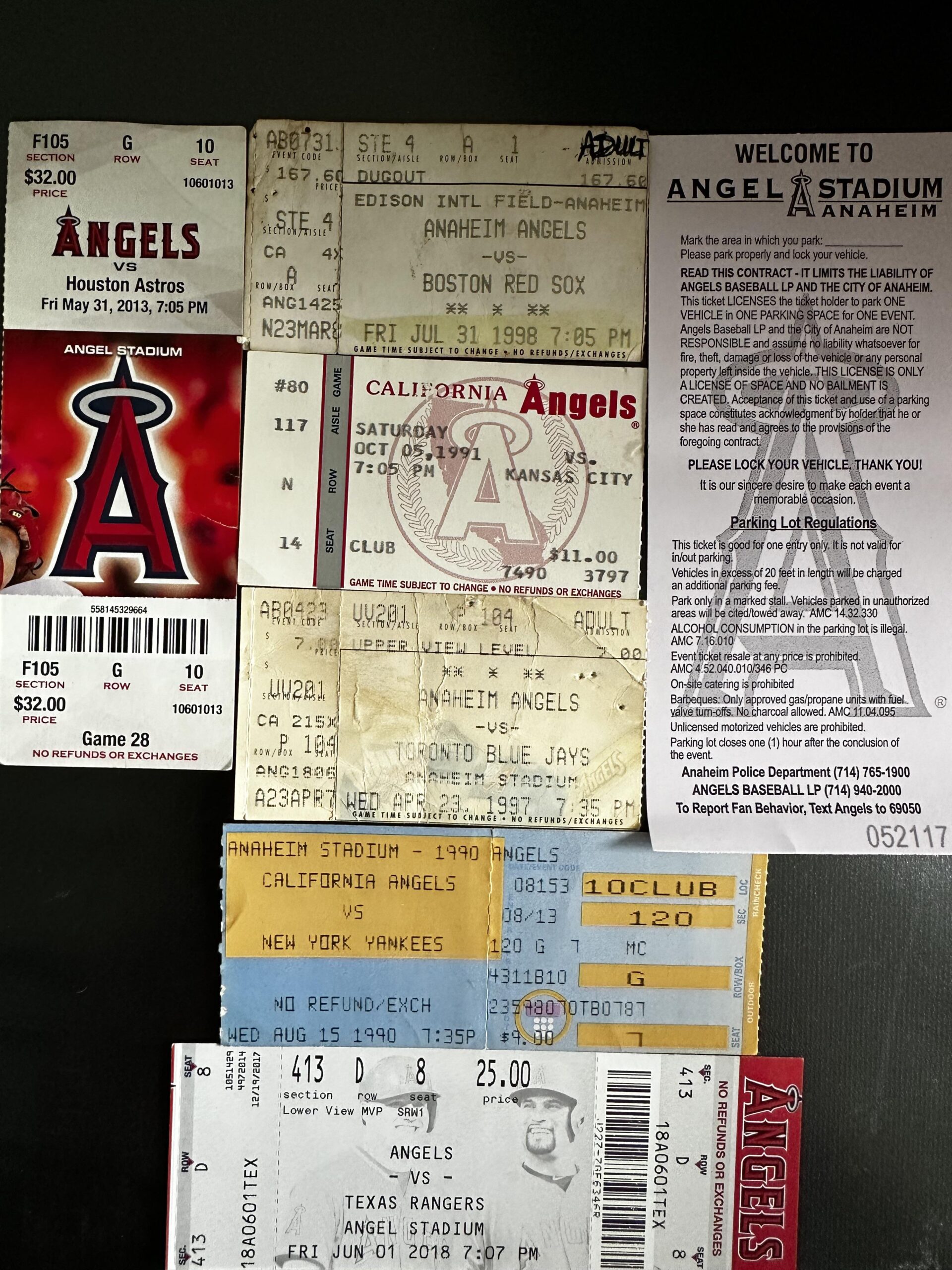 Angels Tickets Over the Years (1990-2018)