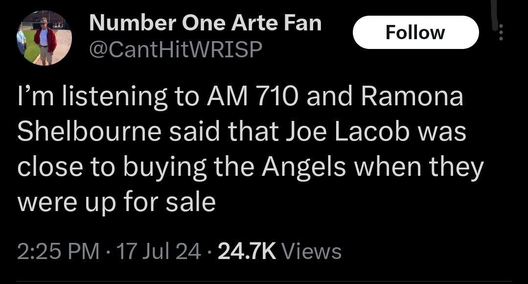 Apparently Joe Lacob (Warriors owner) was close to buying the Angels when they were up for sale, according to an NBA insider.