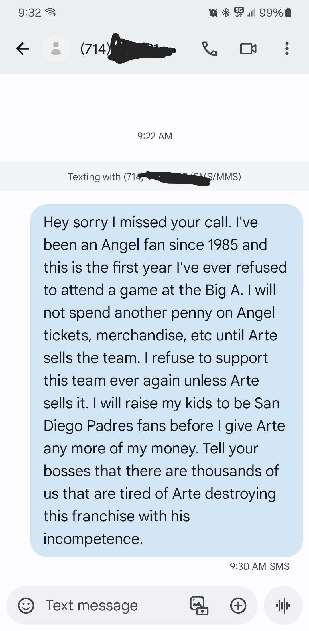 Sales Rep from the team called and left me a VM asking for feedback on this season and wanted to tell me about ticket packages in 2025…