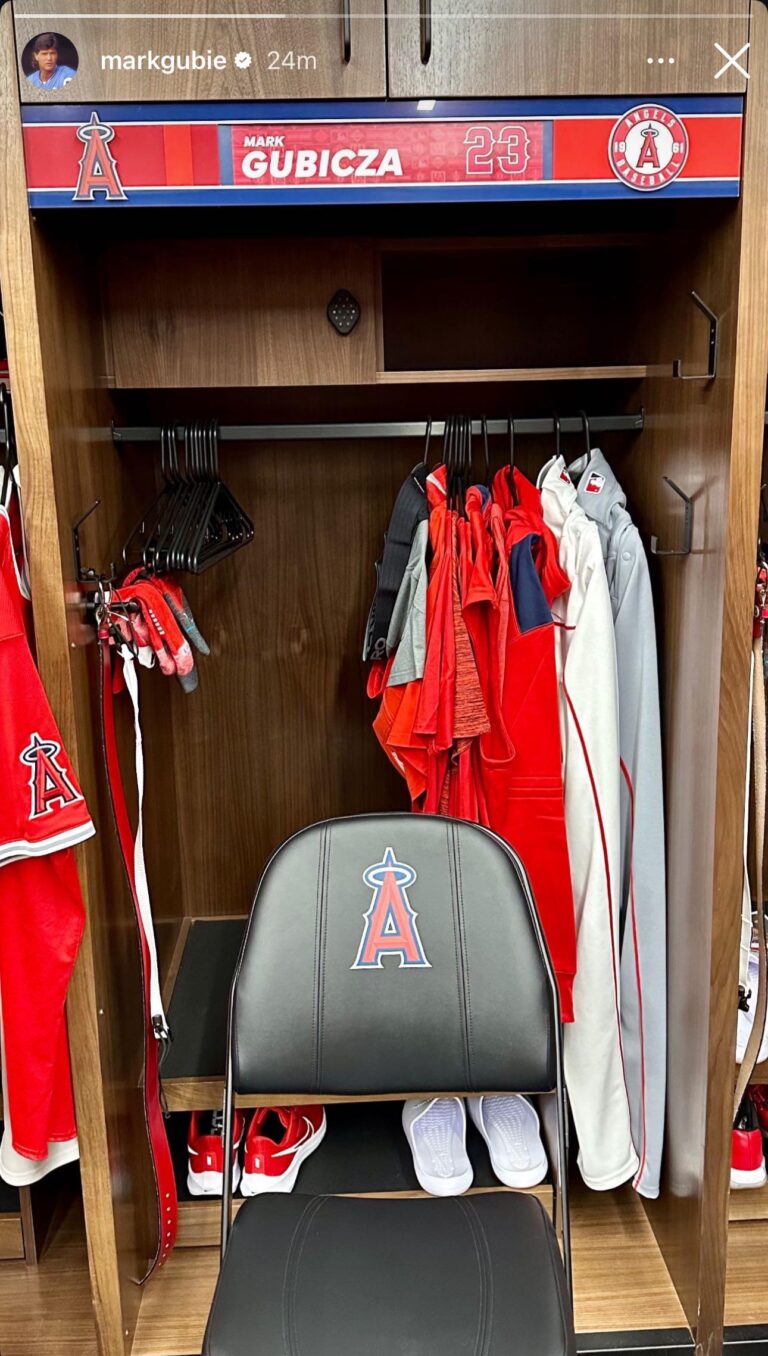 Mark Gubicza has a locker at the Angels’ Spring Training facility.