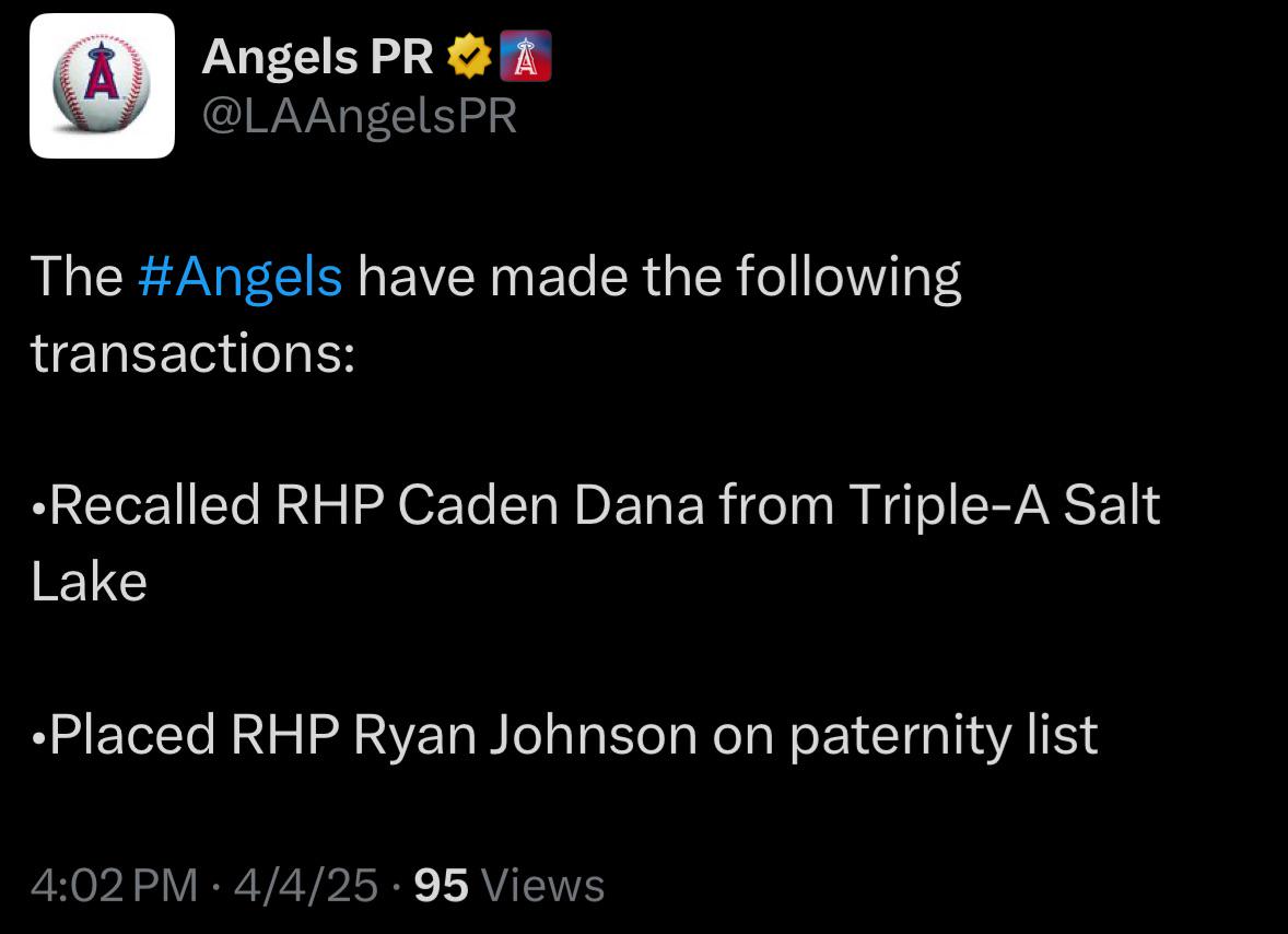Dana up, Johnson on Paternity