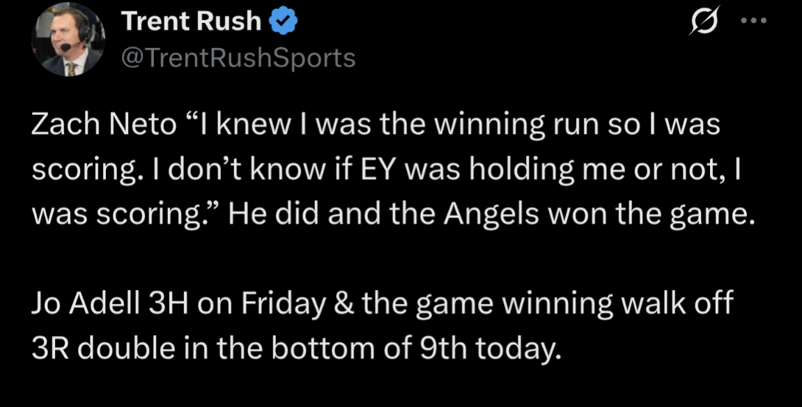 Neto: “I knew I was the winning run so I was scoring. I don’t know if EY was holding me or not, I was scoring.”