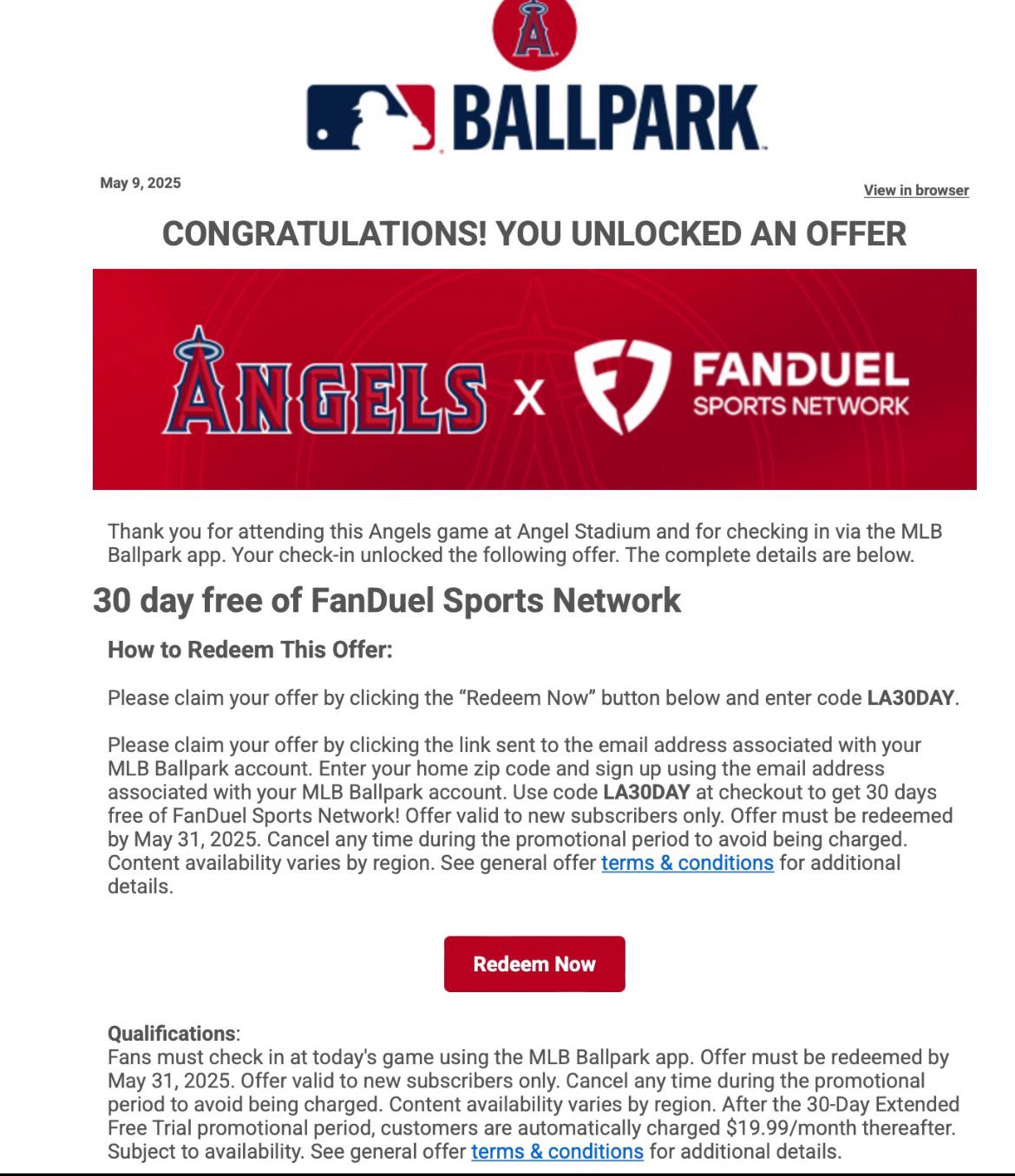 Free month of Fanduel sports