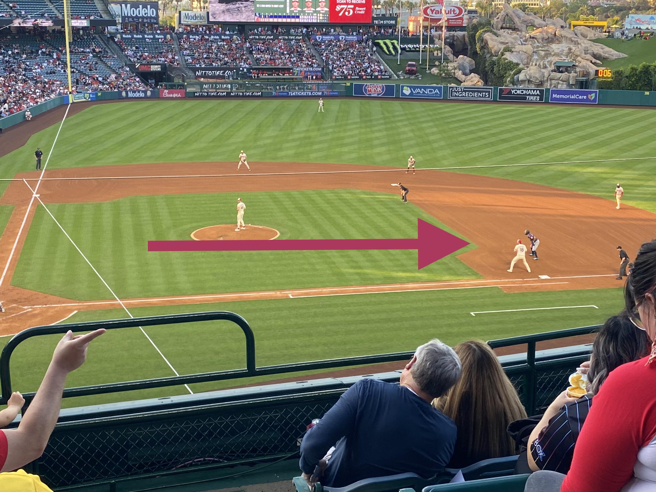 Has the infield lawn always been cut like this by 1st and third. First time here this season.