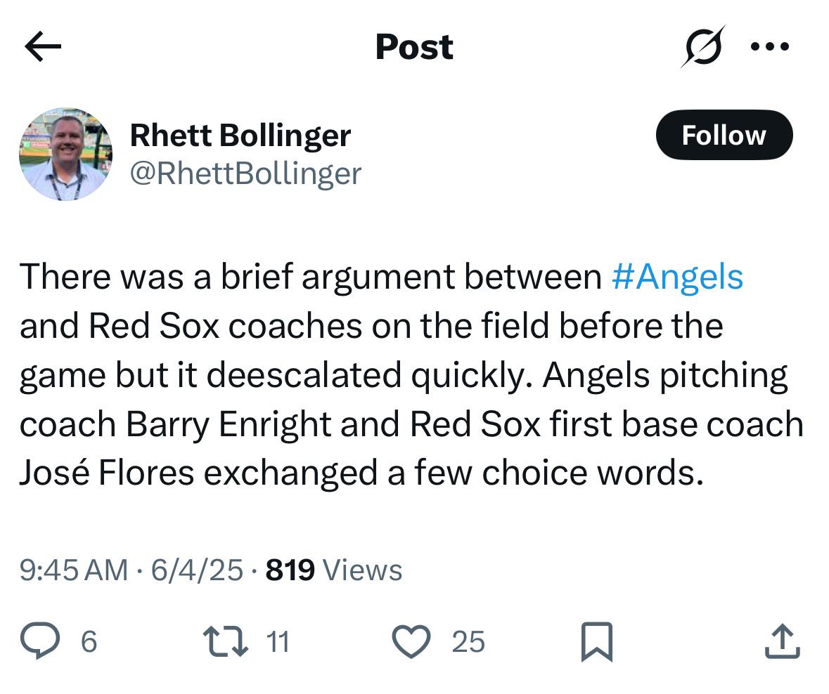 [Rhett Bollinger] Argument between Enright and Flores prior to game