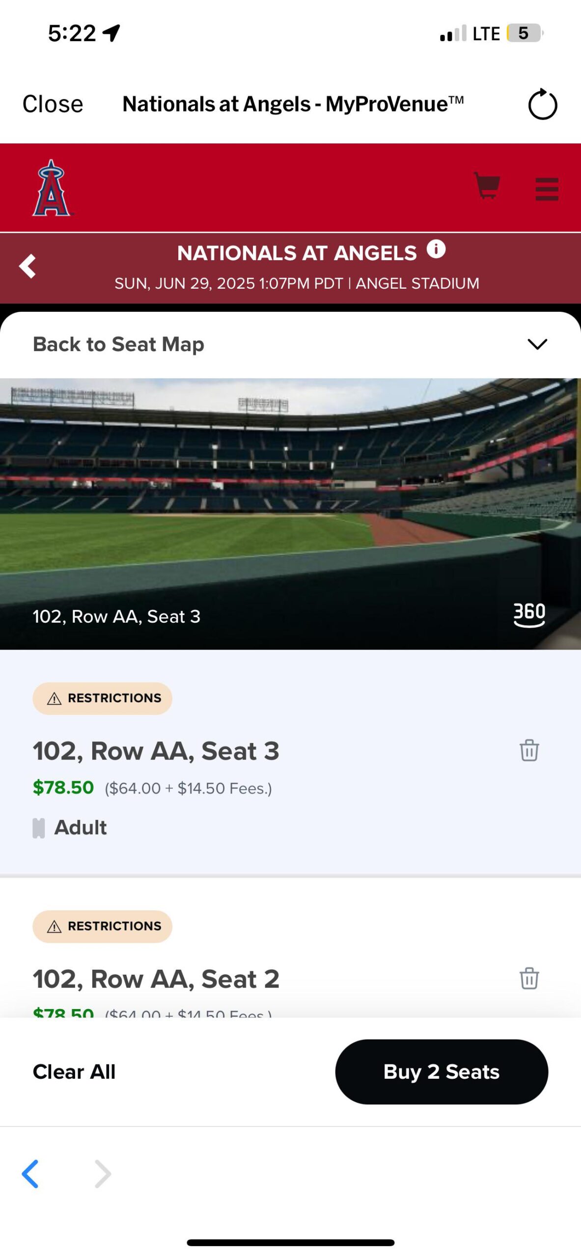 Why does the ticket have a warning for obstructed view for these seats?