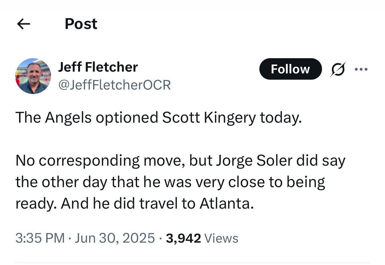 Kingery optioned, soler possibly returning