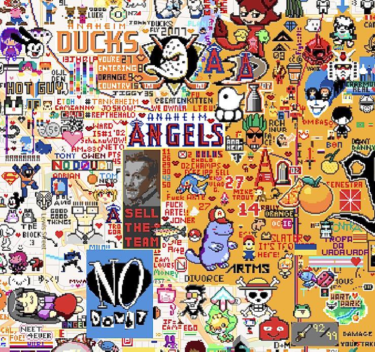 Current status of Angels stadium on wplace:
