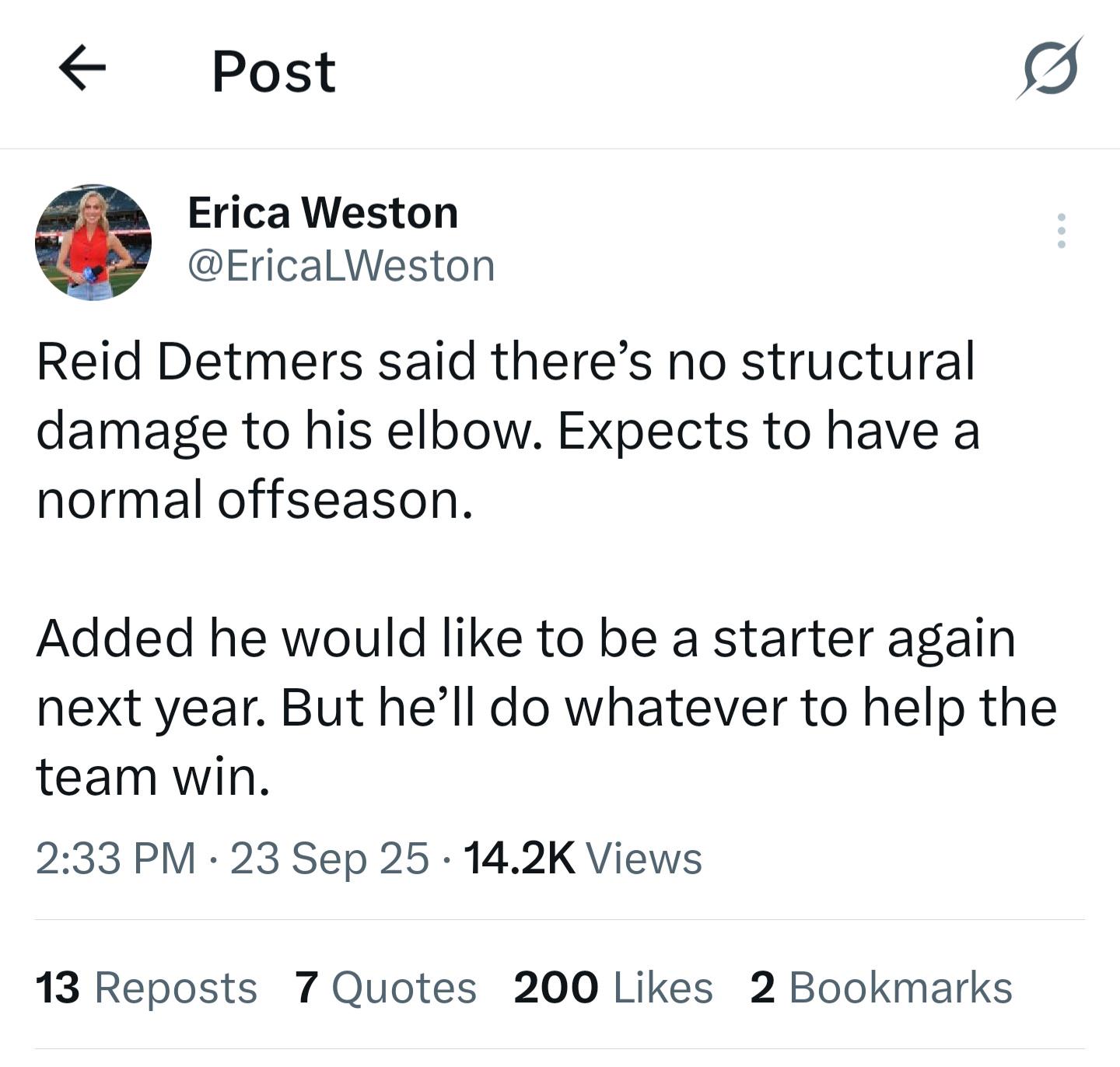 Good news for Reid Detmers and his elbow