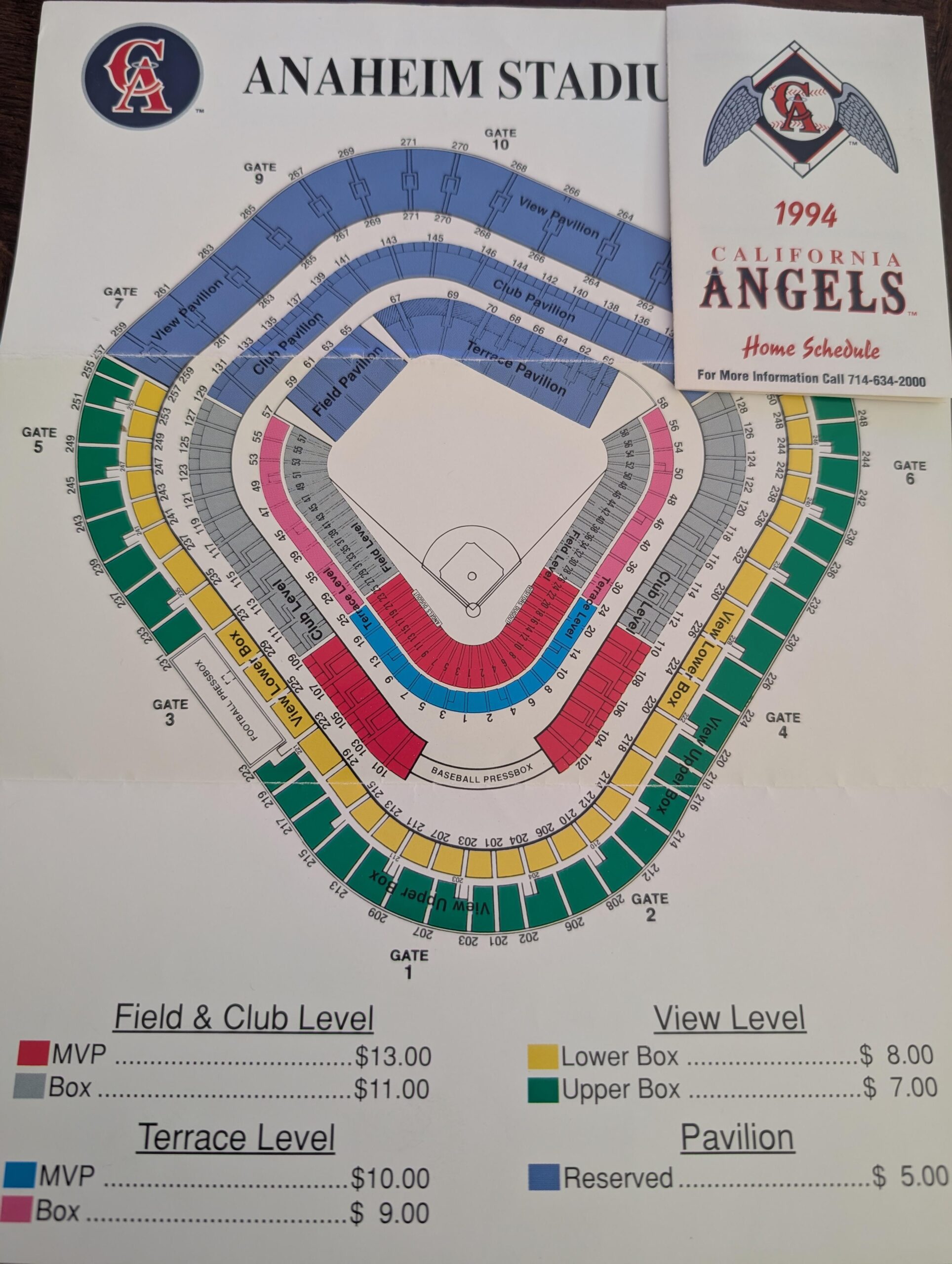 Stadium seating chart from 1994 (with ticket prices)