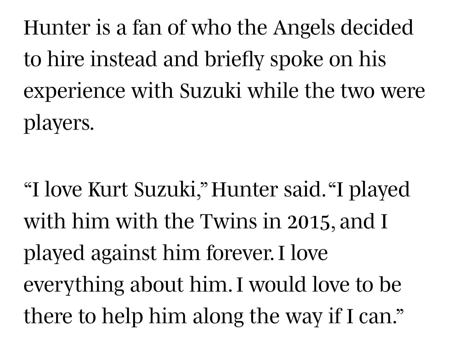 Torii Hunter would love to help Kurt Suzuki