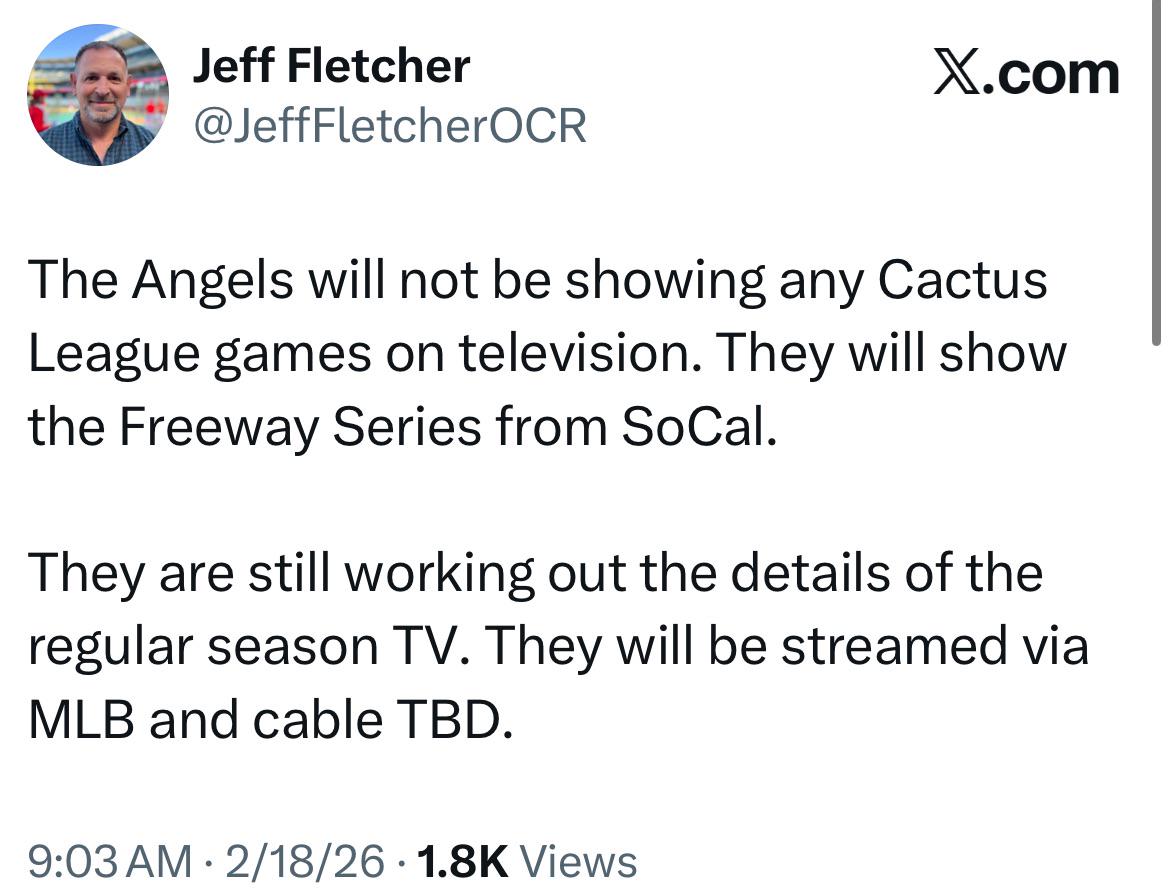 The Angels will not be showing any Cactus League games on television.