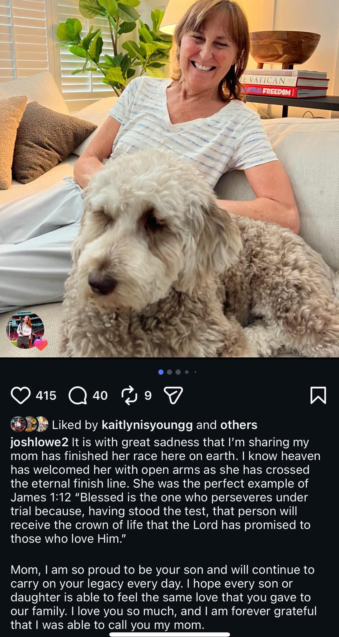 Josh Lowe’s mom just passed away after battling brain cancer