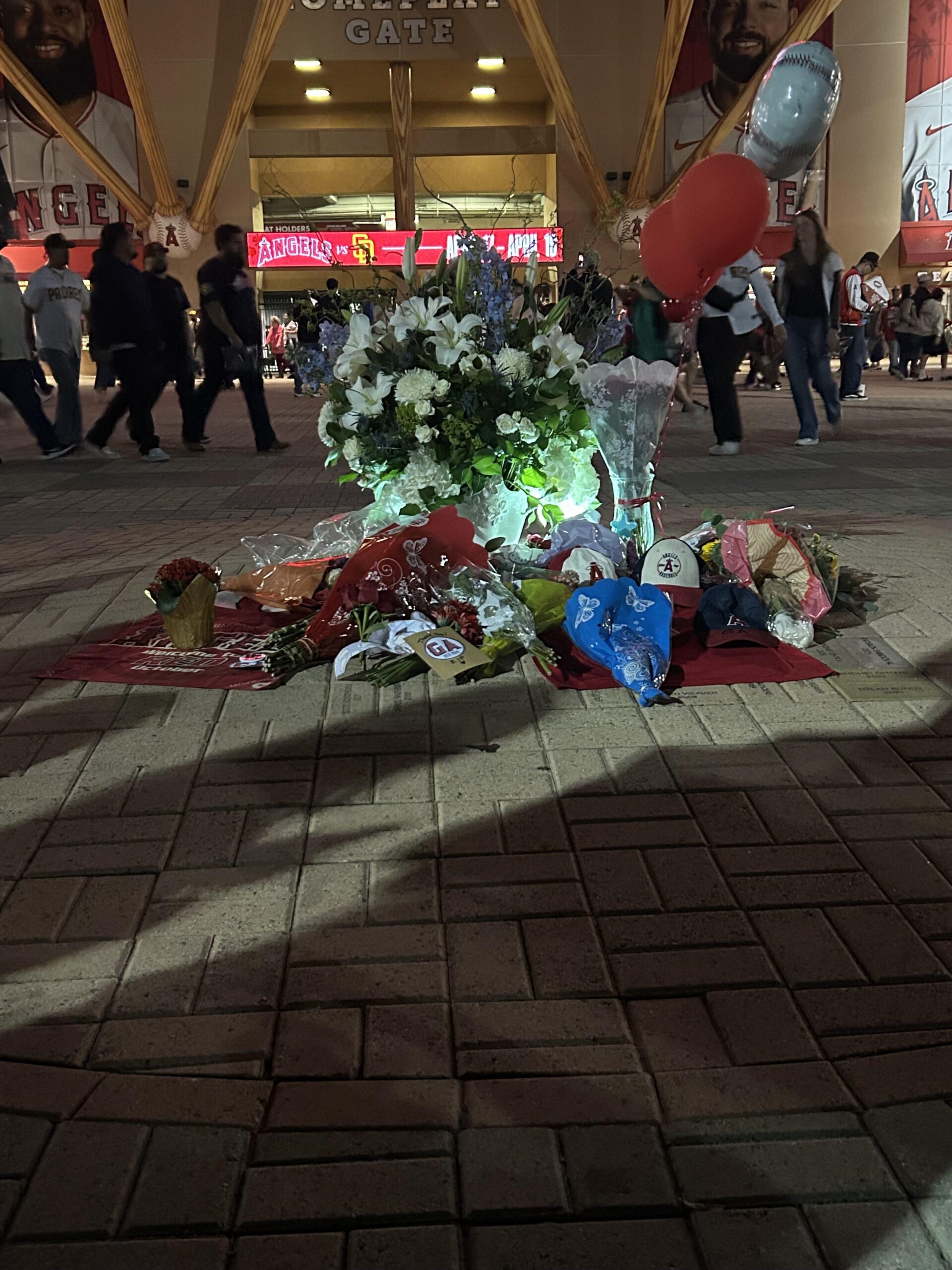 Memorial For Garret Anderson Outside The Stadium Tonight