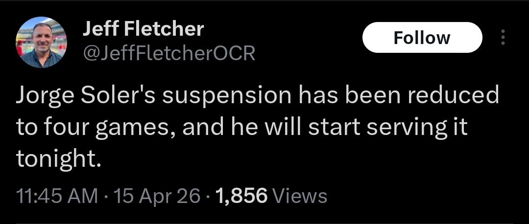 Soler’s suspension