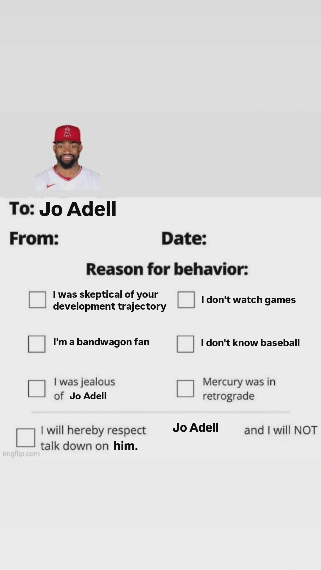 Joe Adell Apology Form