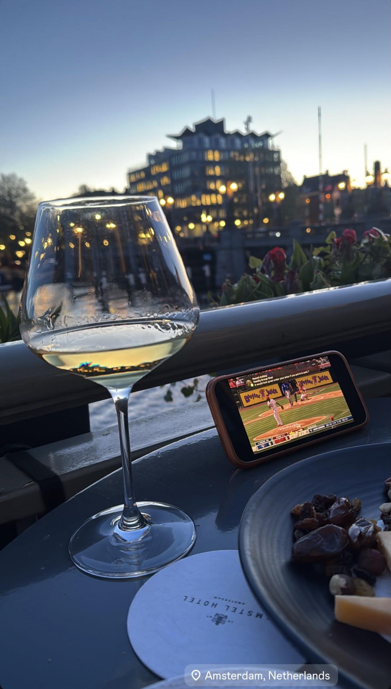 Watching the game in Amsterdam with a view.