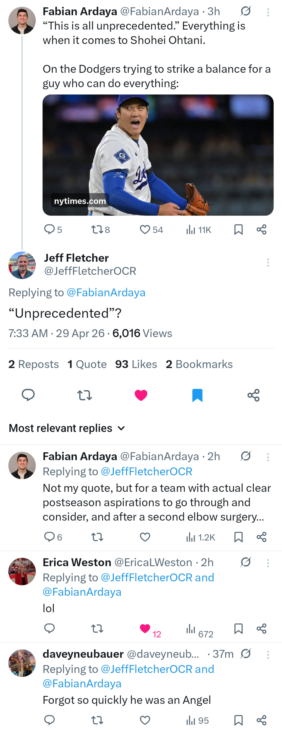 [Fletcher] “‘Unprecedented’?” in response to Andrew Friedman on Shohei Ohtani