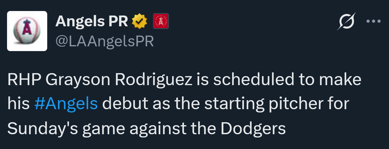 Grayson Rodriguez is scheduled to play on sunday