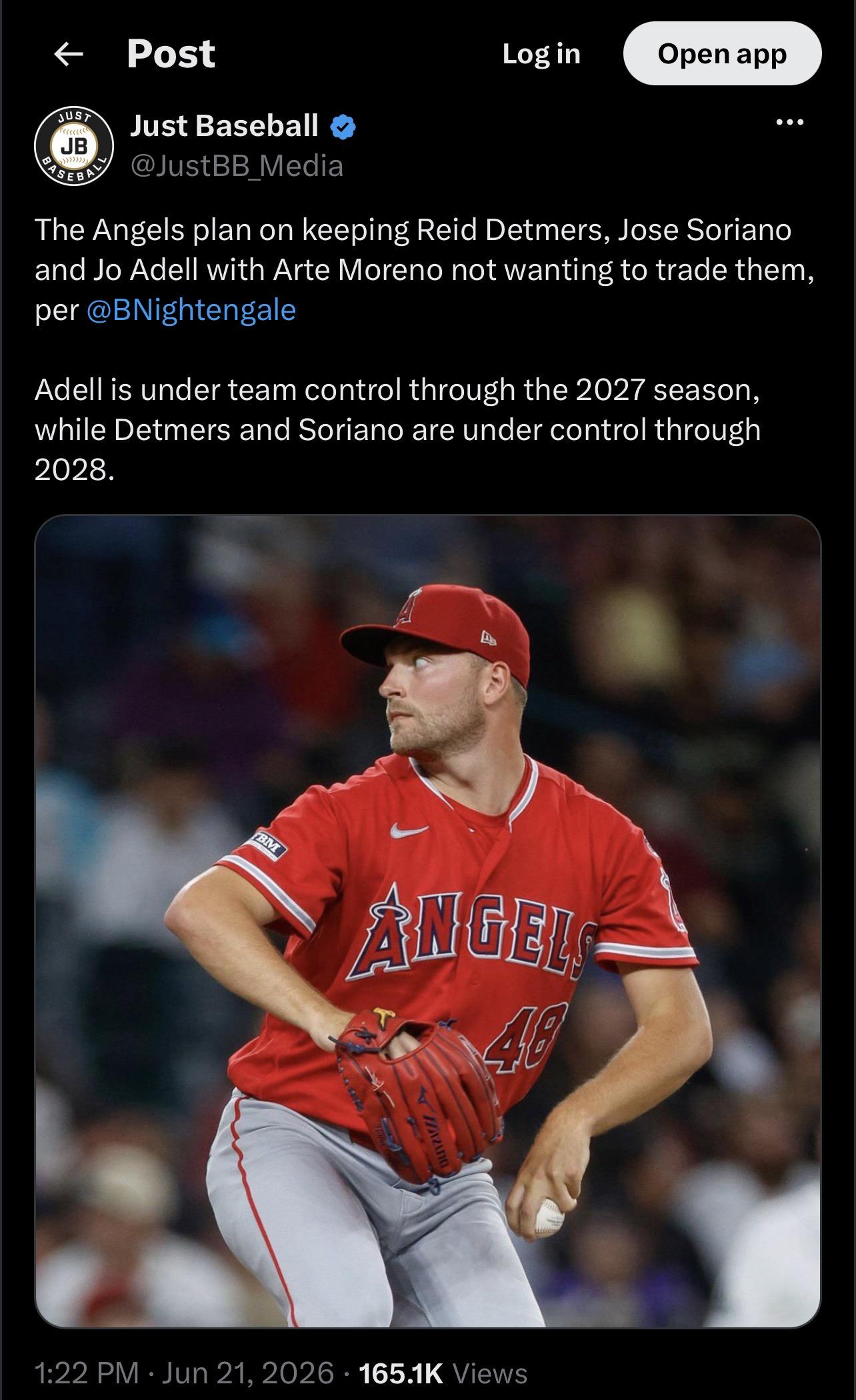 [Nightengale] Angels won’t be moving Detmers, Adell, or Soriano with Arte not wanting to trade them